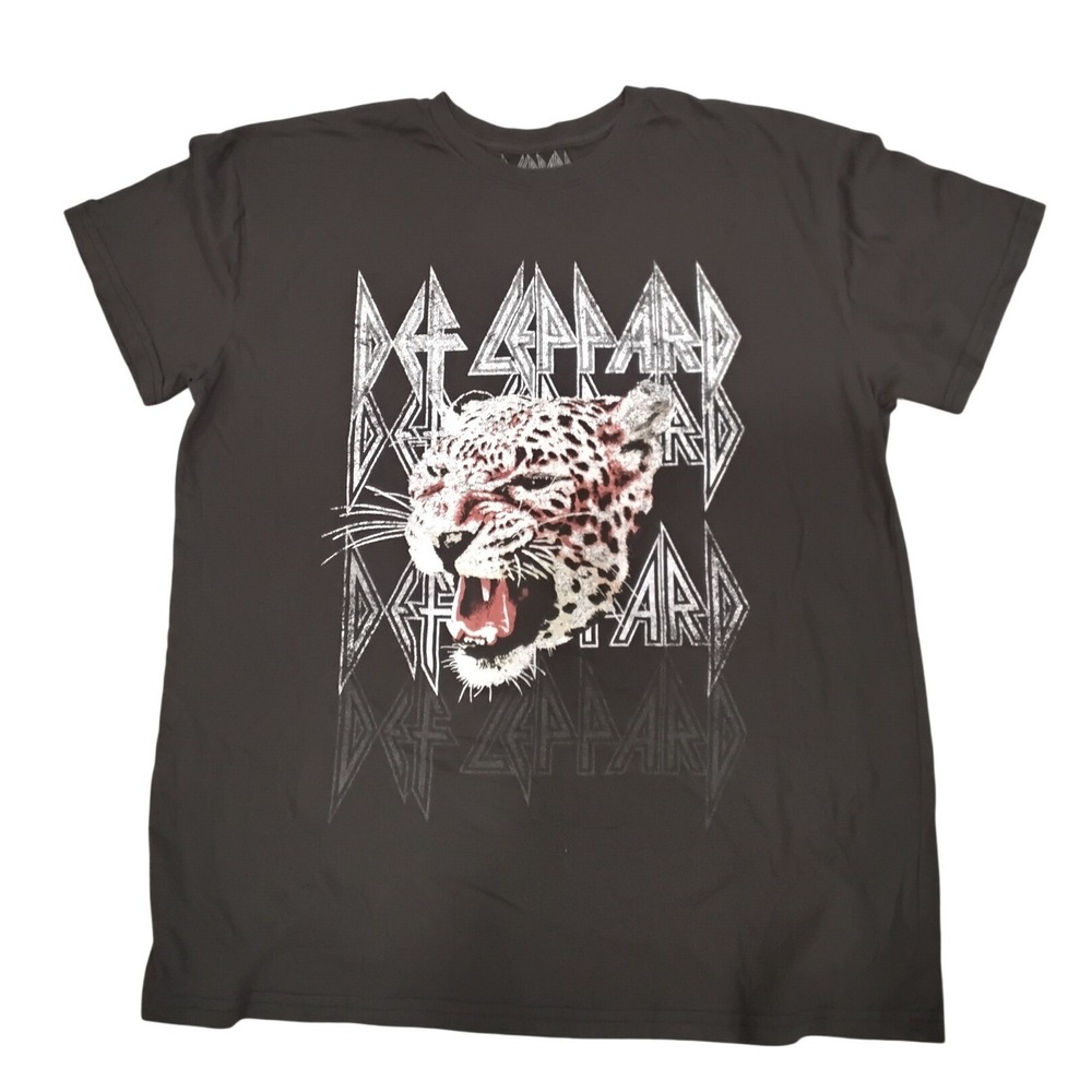 Def Leppard Graphic‎ T-Shirt Mens XXL Charcoal Gray Short Sleeve Rock Band Tee